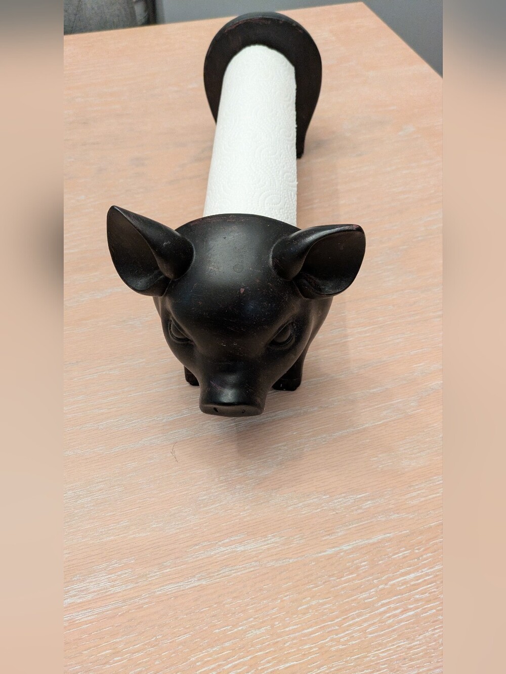Black Pig Paper Towel Holder - Ceramic Farmhouse Decor